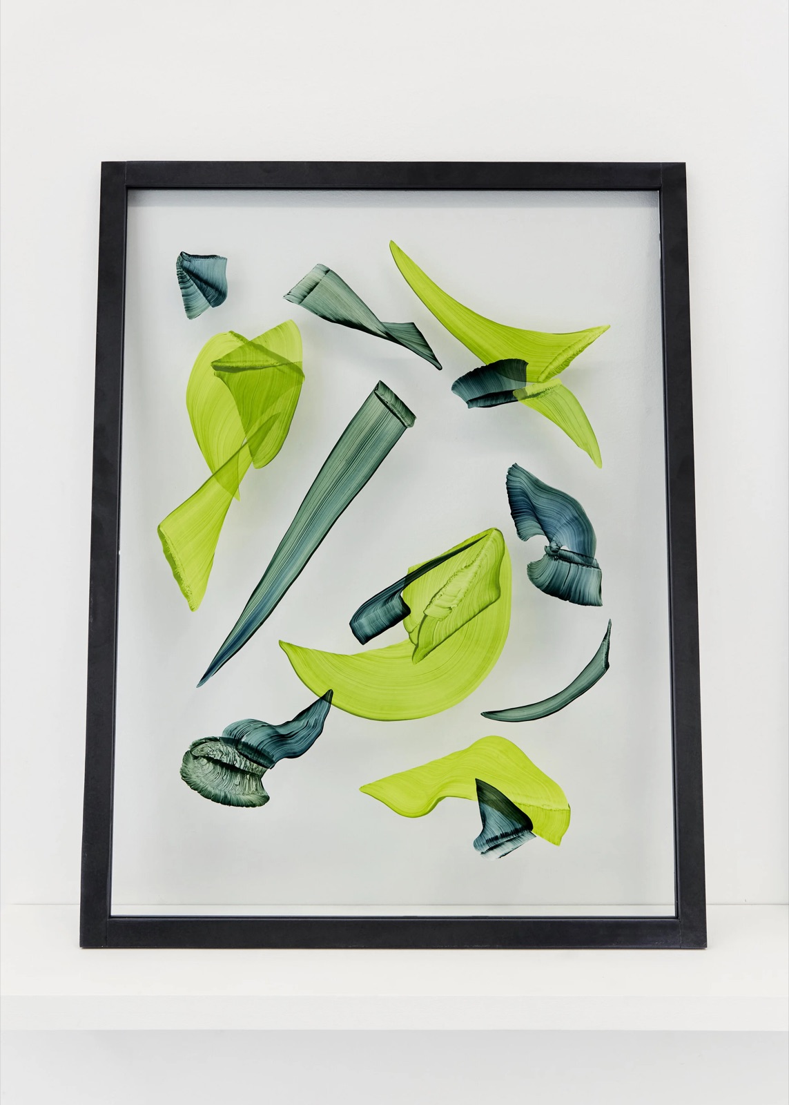 Outside In (Cut-Outs) — 2020, Oil on tracing paper, Glass and Richlite frame 75 x 58 cm